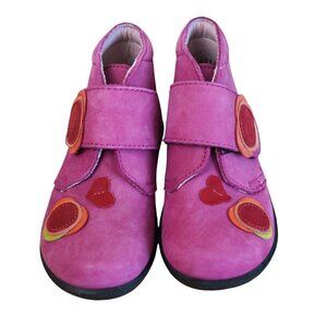 NWOT Aster Girls Pink Leather‎ & Suede Booties Heart & Circle Design Size 9
